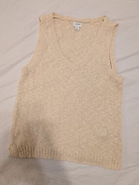 J. Crew Cream Textured Knit Sweater Vest
